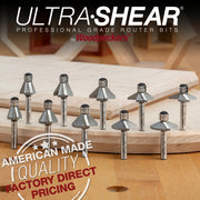 Chamfer Router Bits - 1/4 Shank - Carbide Tipped - Double Bearing