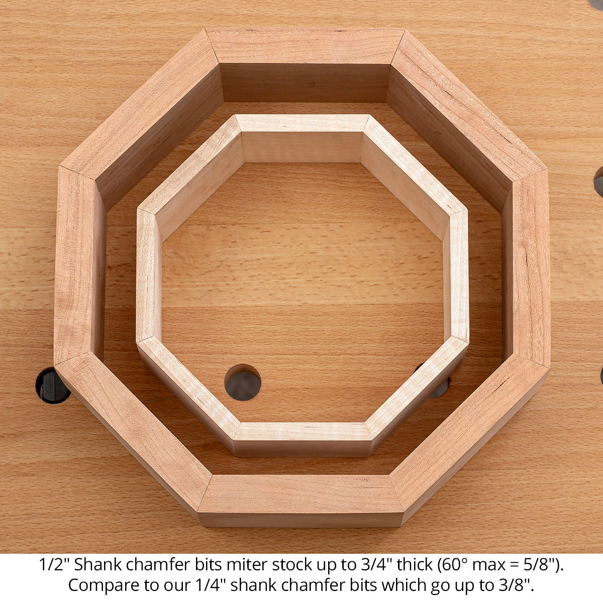 Chamfer Router Bits - 1/2 Shank - Carbide Tipped - Double Bearing