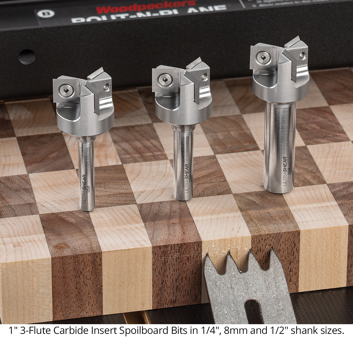 Spoilboard Router Bits - 1 Inch Diameter - Carbide Insert - 3 Flute