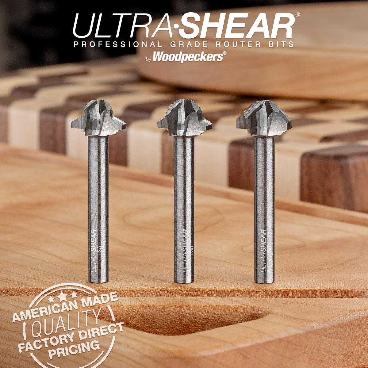 Juice Groove Router Bits - Round Nose - Carbide Head - 3-Flute