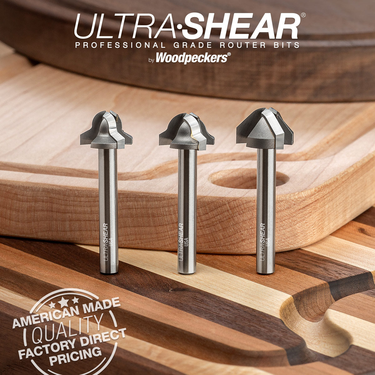 Juice Groove Router Bits - Round Nose - Carbide Tipped - 3-Flute