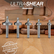 Micro Bearing Roundover Router Bits - 3/16 Bearing - 1/4 Shank - Carbide Tipped