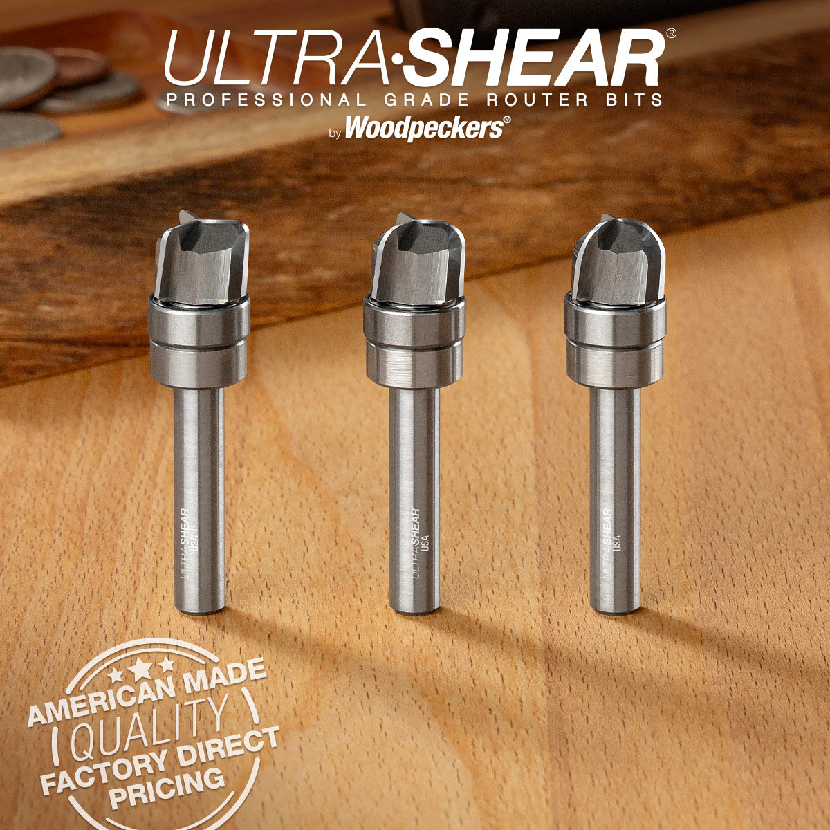 Compact Bowl Router Bits - Carbide Head - 3-Flute