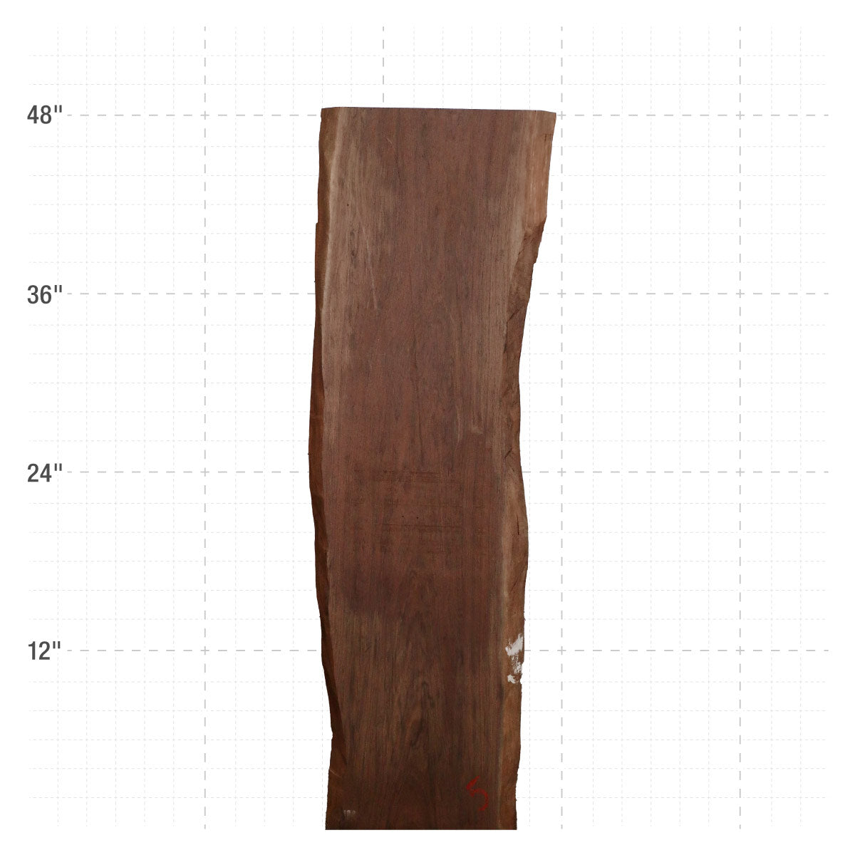 Peruvian Walnut Live Edge Slabs - 48" x 13.5" x 1.25" - PW-5-A