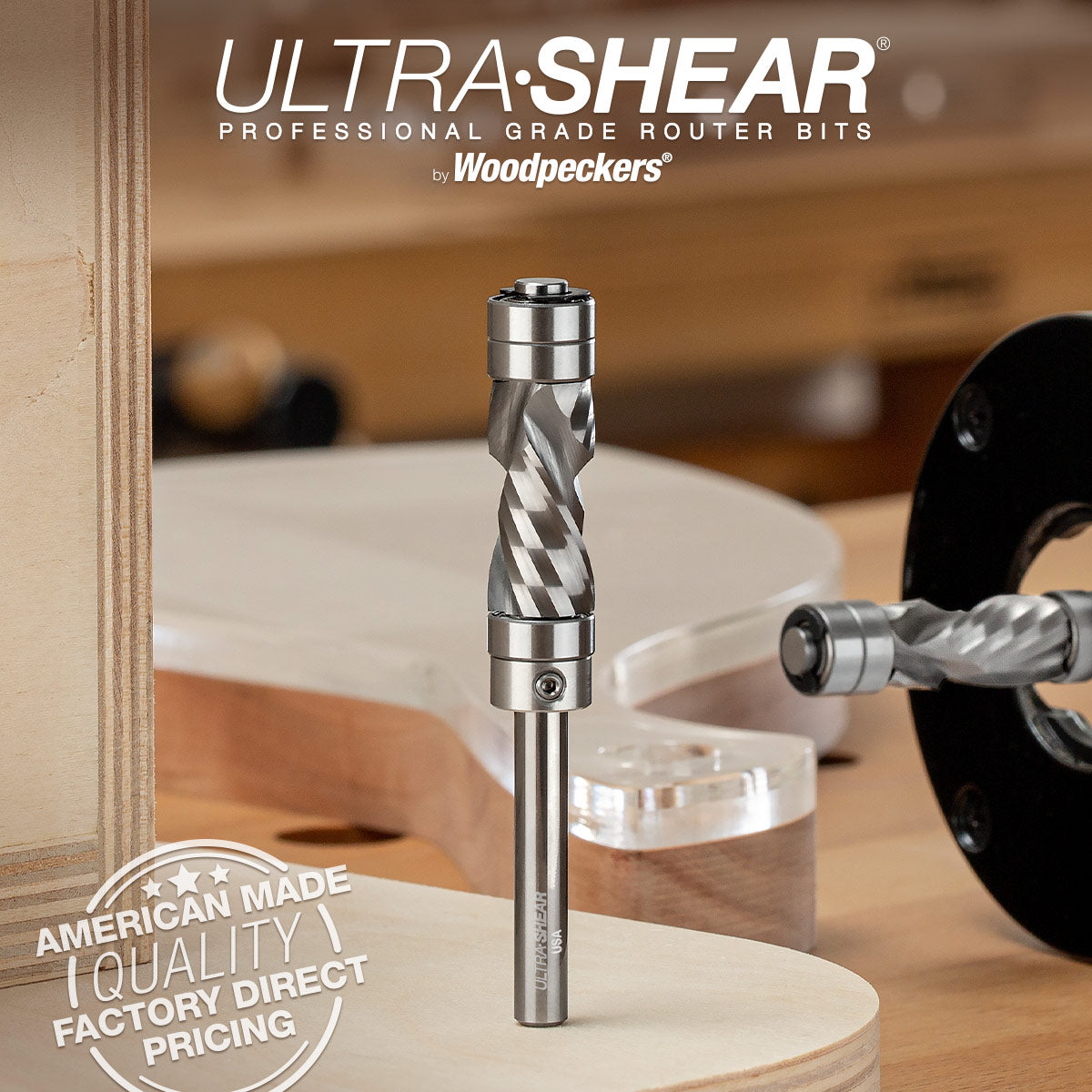 Compact Compression Combination Pattern & Flush Trim Router Bit - 1/4 Shank - Solid Carbide