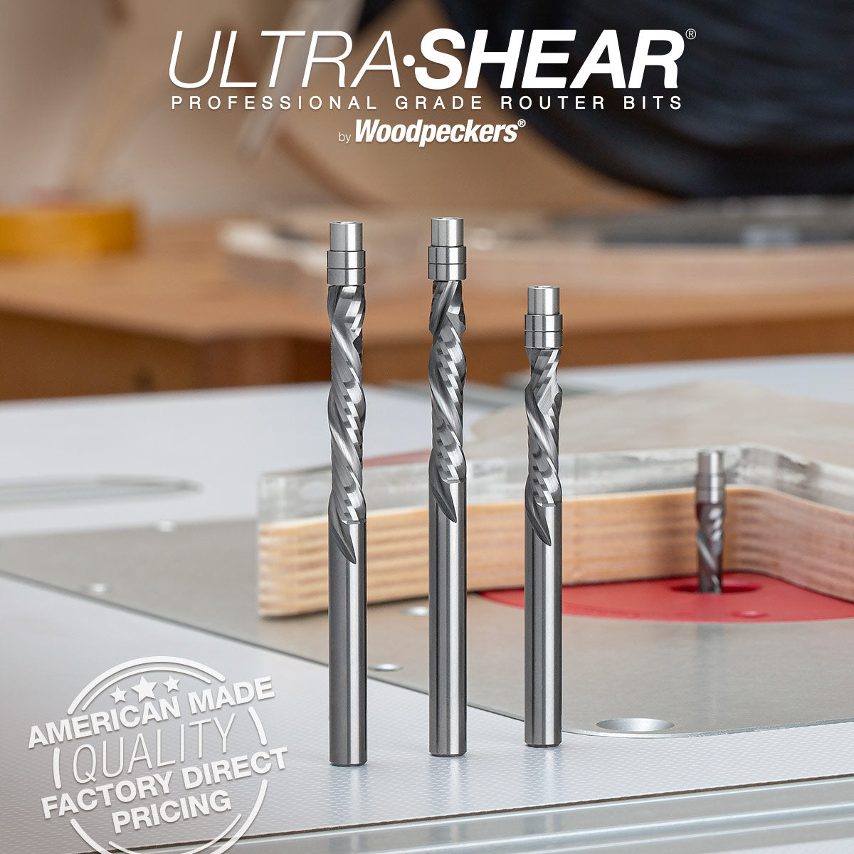 Compression Flush Trim Router Bits - 1/4 Shank - Solid Carbide