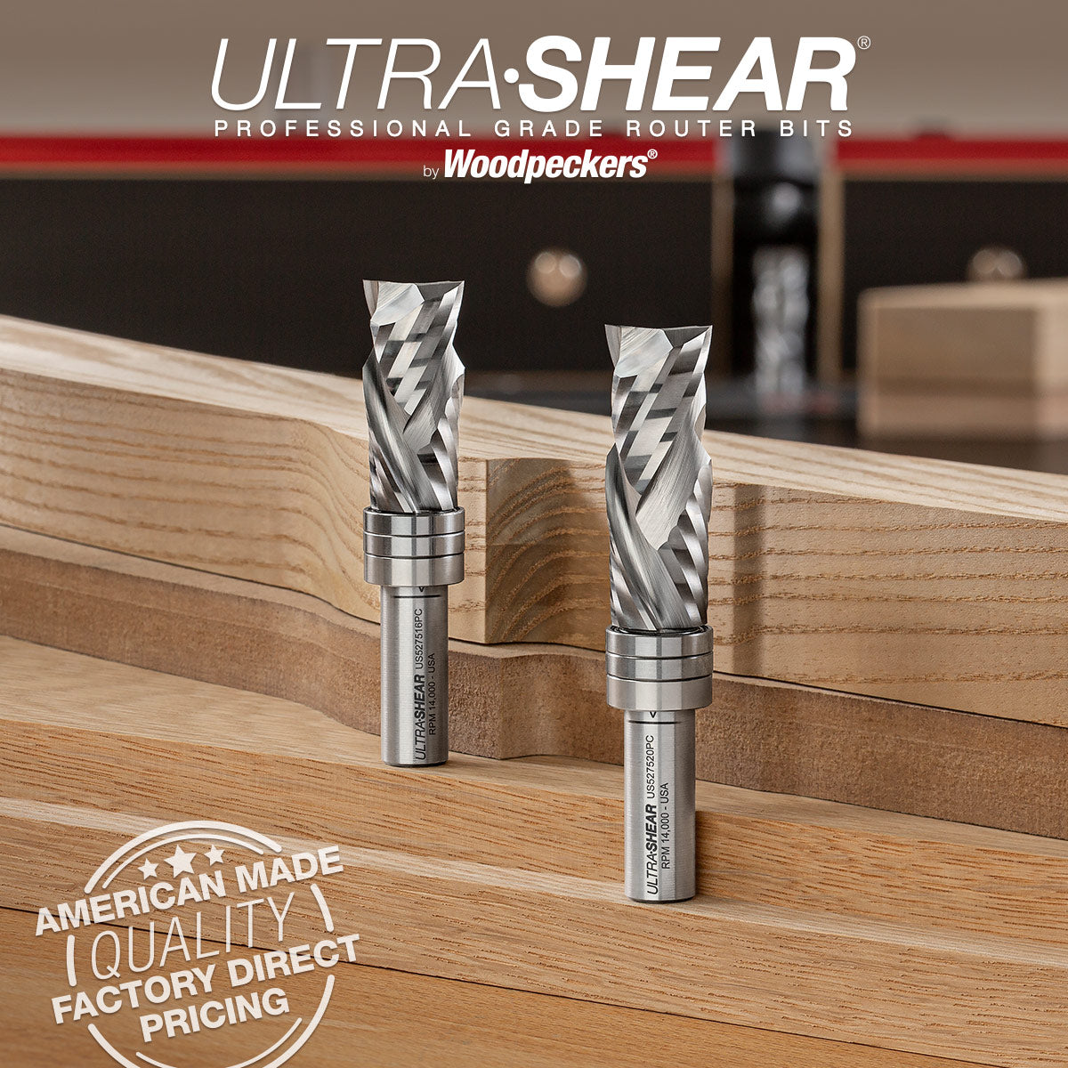 Compression Pattern & Mortising Router Bits - 1/2 Shank - Carbide Head - 2 Flute