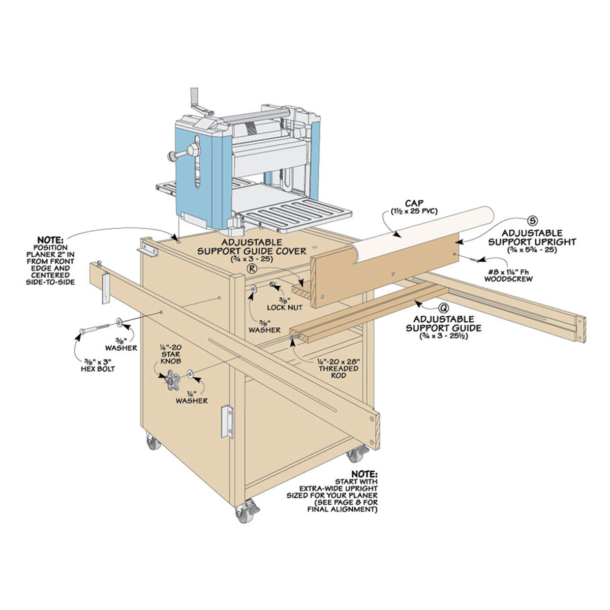 Woodsmith Mobile Planer Stand Standard Plan & Premium Shop Drawings