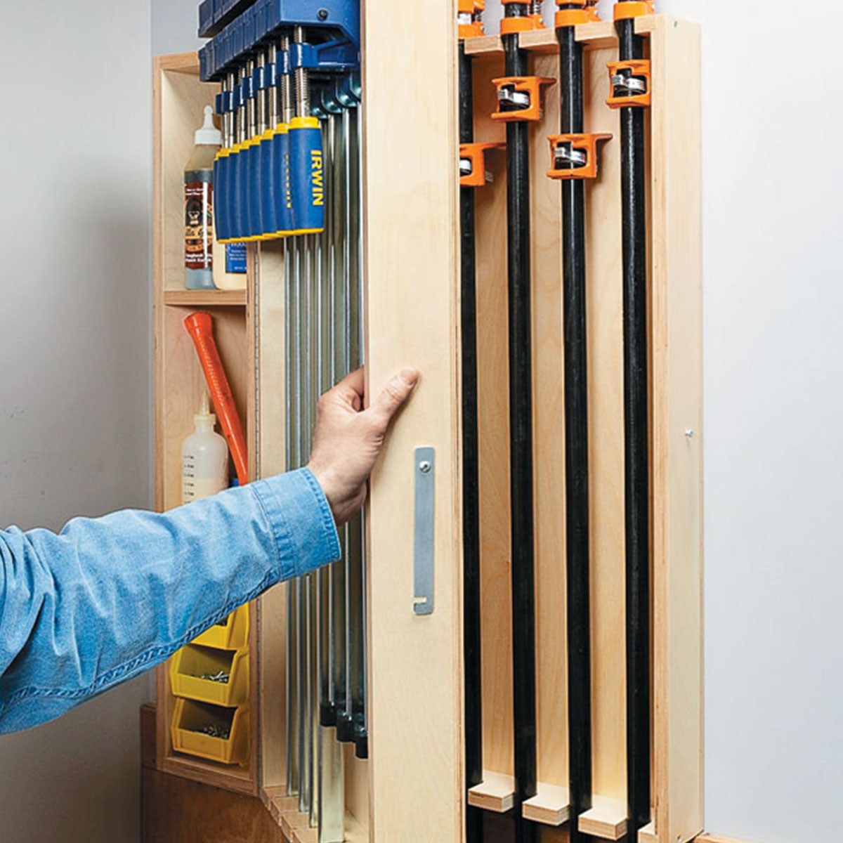 Woodsmith Wall-Mounted Clamp Rack Standard Plan & Premium Shop Drawings