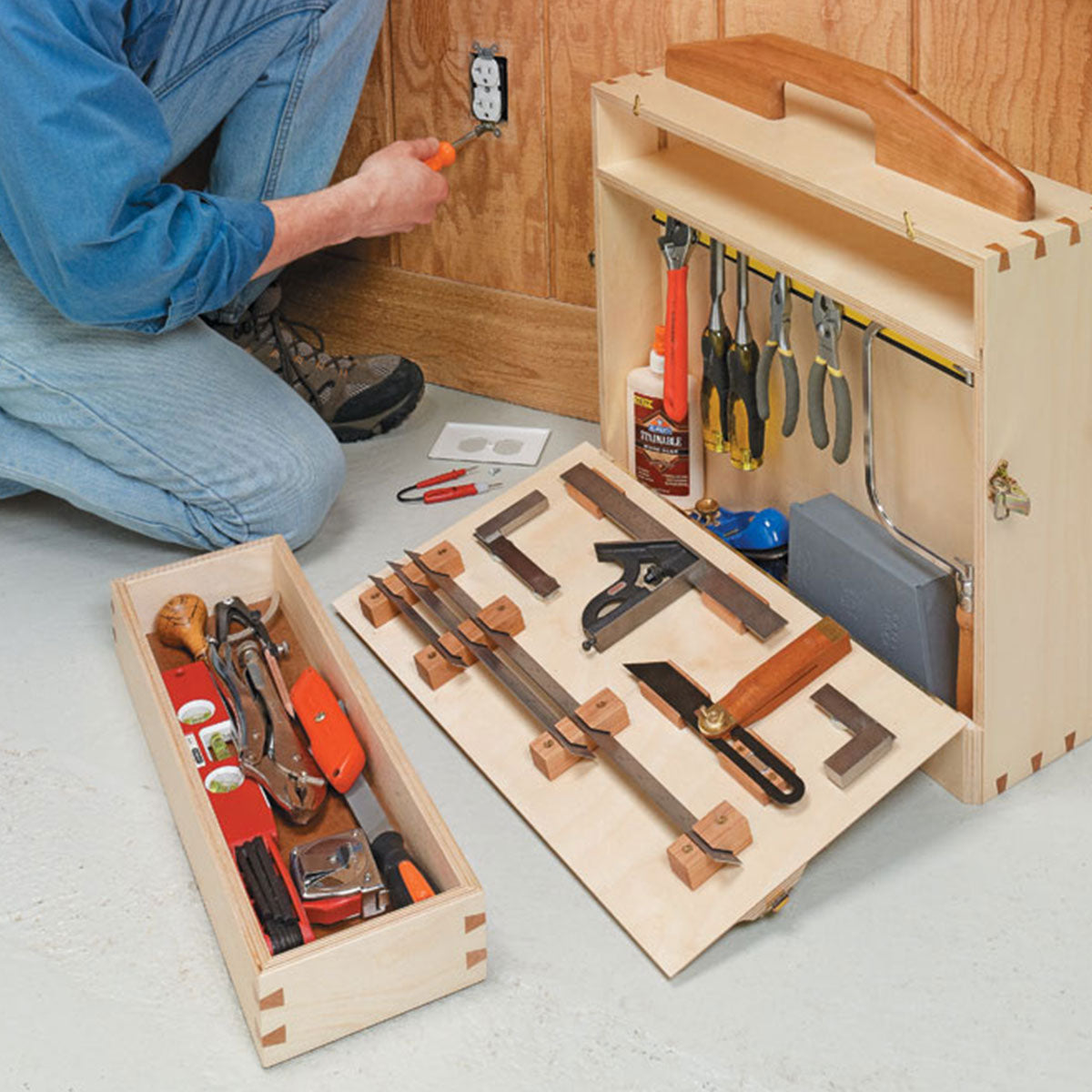 Woodsmith Drop-Side Tool Tote Standard Plan & Premium Shop Drawings