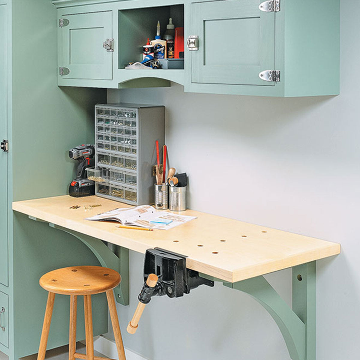 Woodsmith Wall-Hung Workbench Standard Plan & Premium Shop Drawings