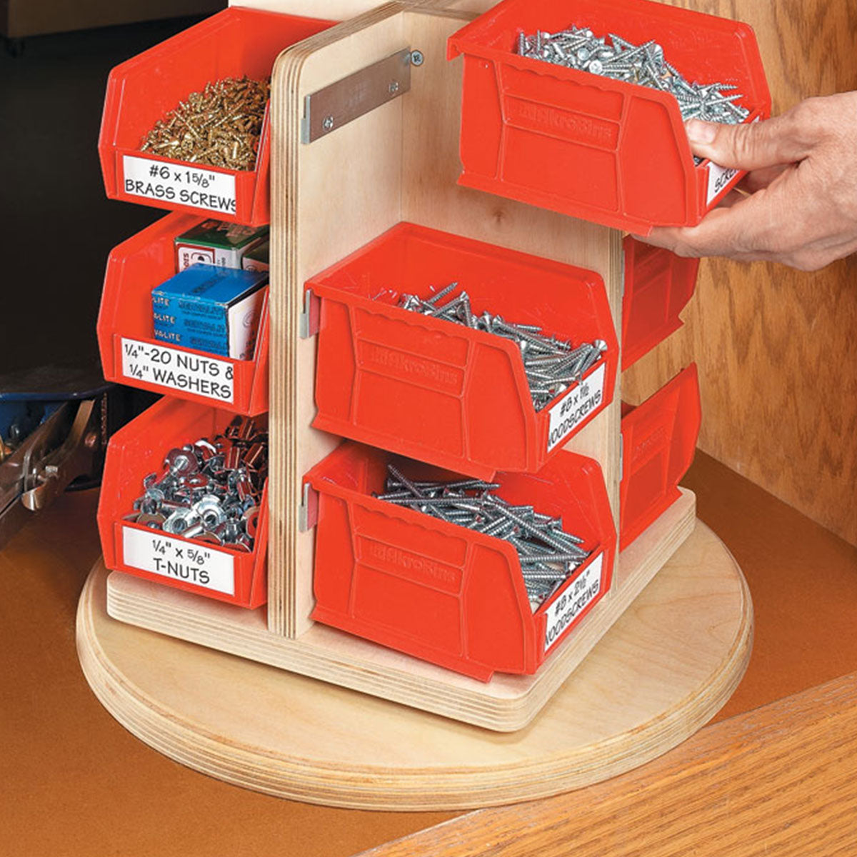 Woodsmith Rotating Tool Caddy Standard Plan & Premium Shop Drawings