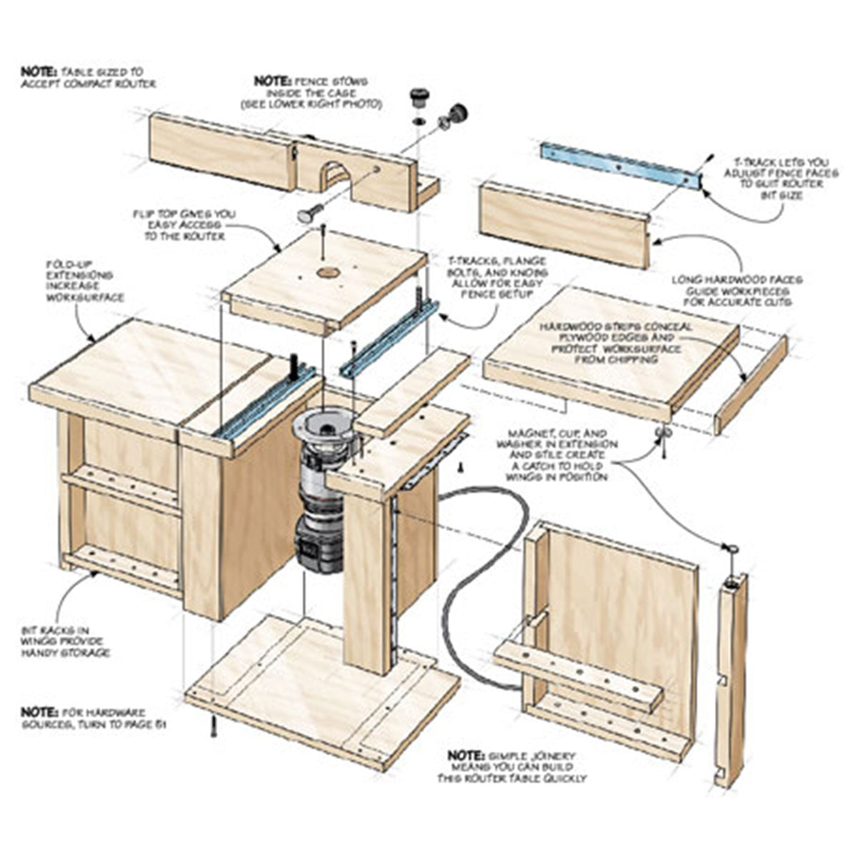 Woodsmith Compact Router Table Standard Plan & Premium Shop Drawings