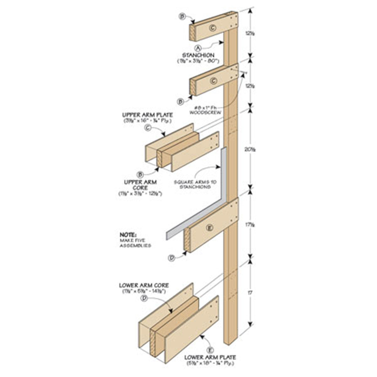 Woodsmith Multipurpose Lumber Center Standard Plan & Premium Shop Drawings