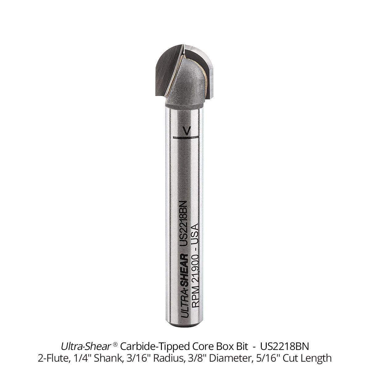 Core Box Router Bits - Carbide Tipped - 1/4" Shank