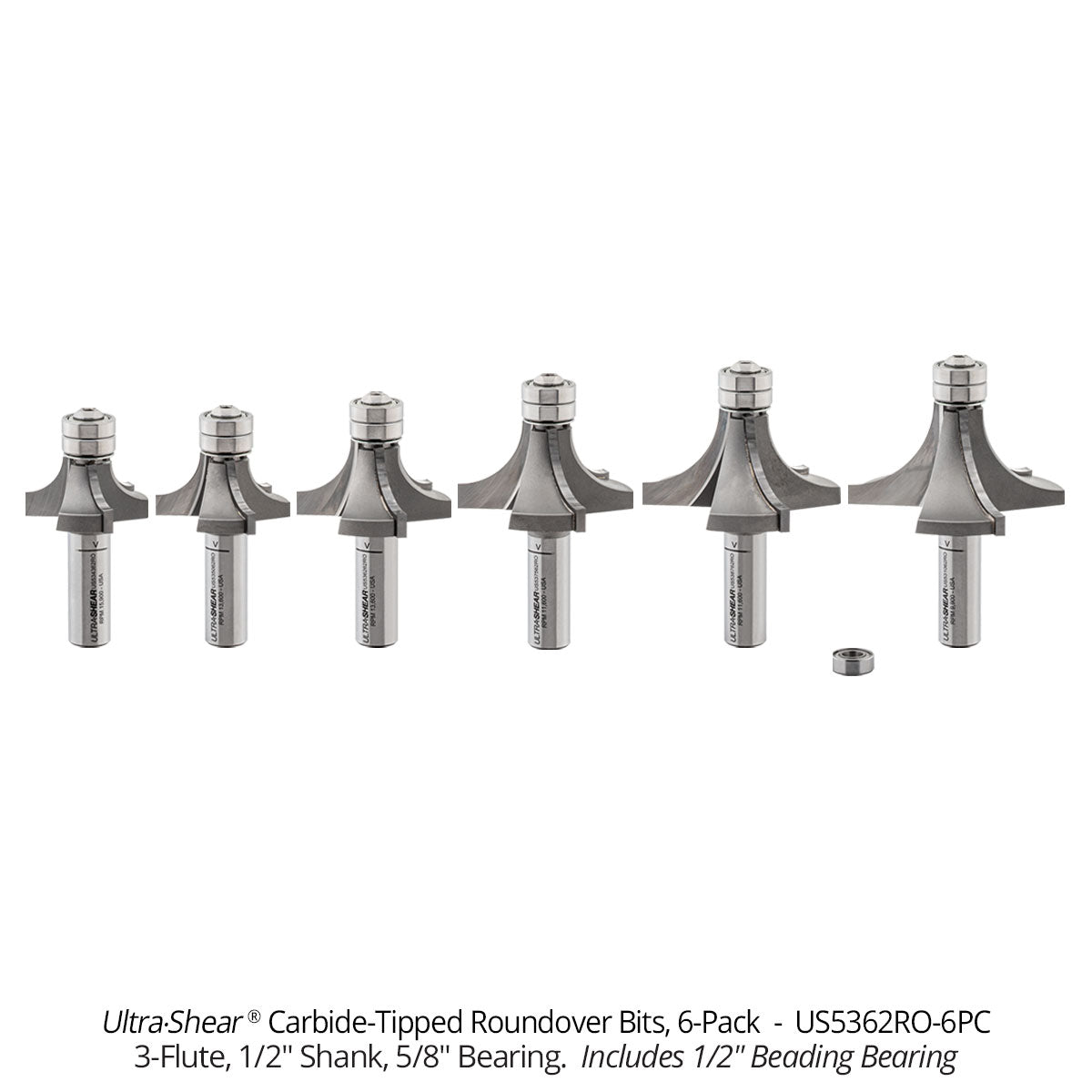Roundover Router Bits - Carbide Tipped - 3 Flute