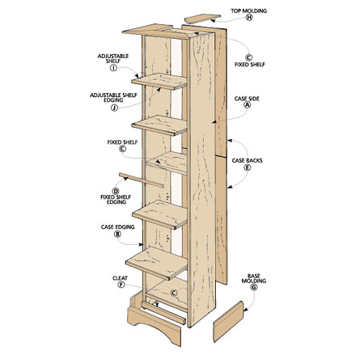 Woodsmith Easy-To-Build Tower Bookcase Plan
