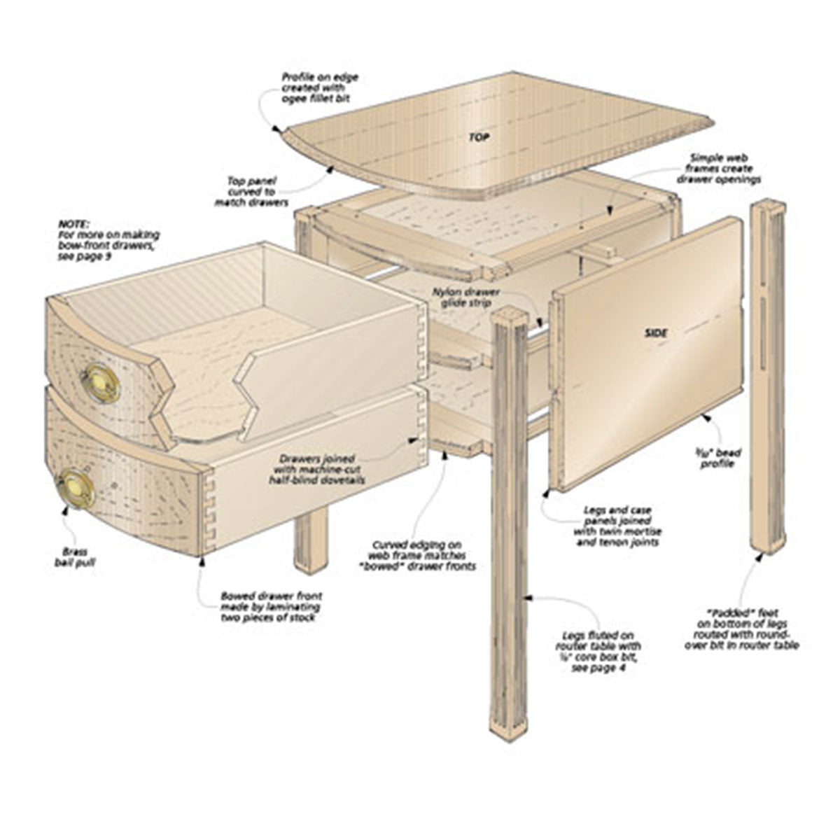 Woodsmith Bow-Front End Table Plan