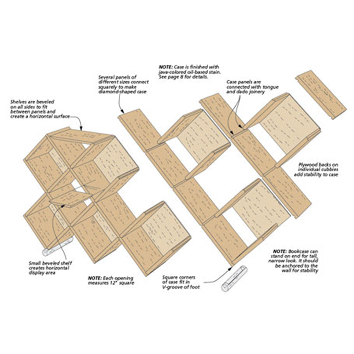 Woodsmith Diamond Bookcase Plan
