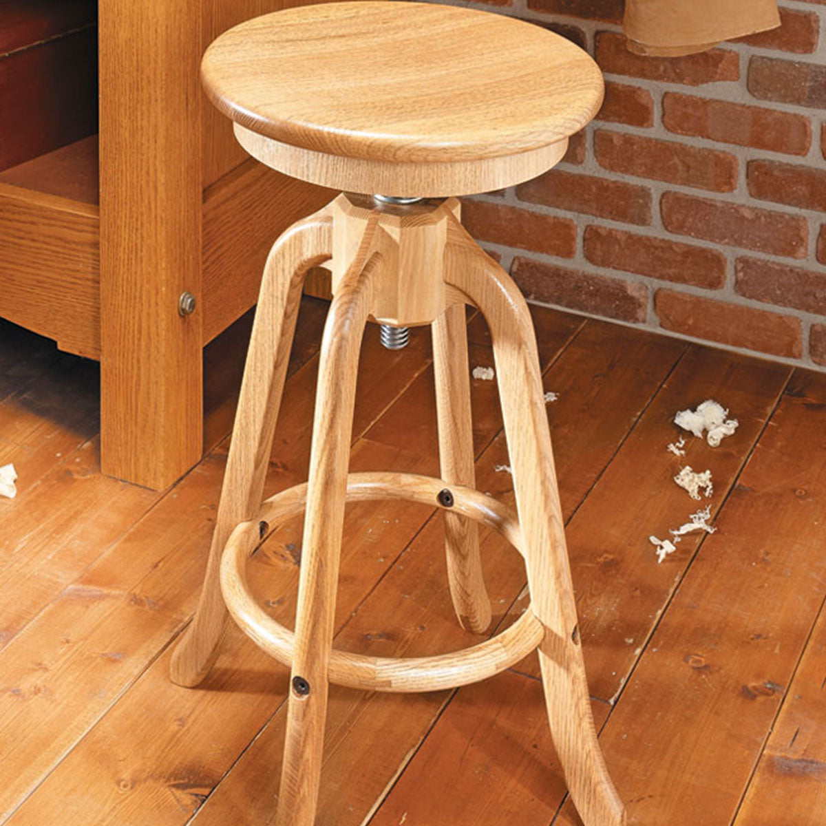 Woodsmith Adjustable Shop Stool Standard Plan & Premium Shop Drawings