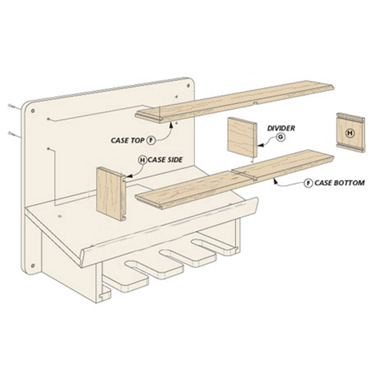 Woodsmith Cordless Drill Charging Station Standard Plan & Premium Shop Drawings