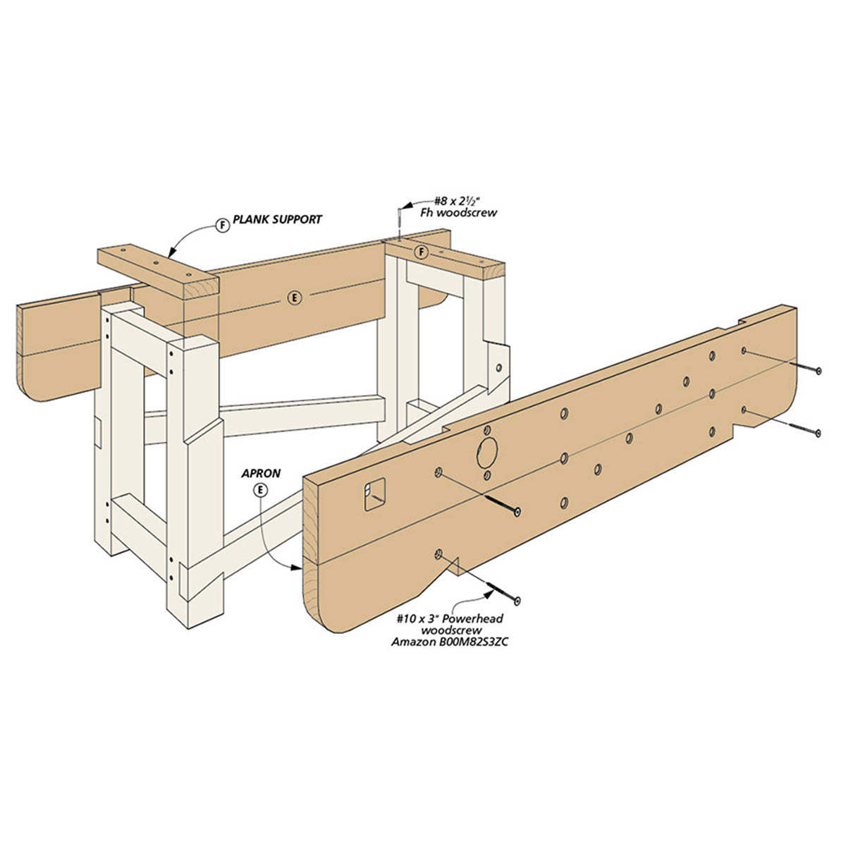 Woodsmith English Workbench Standard Plan & Premium Shop Drawings