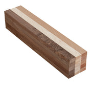 Wooden cutting board strip kit with maple, walnut, and cherry strips on a white background.