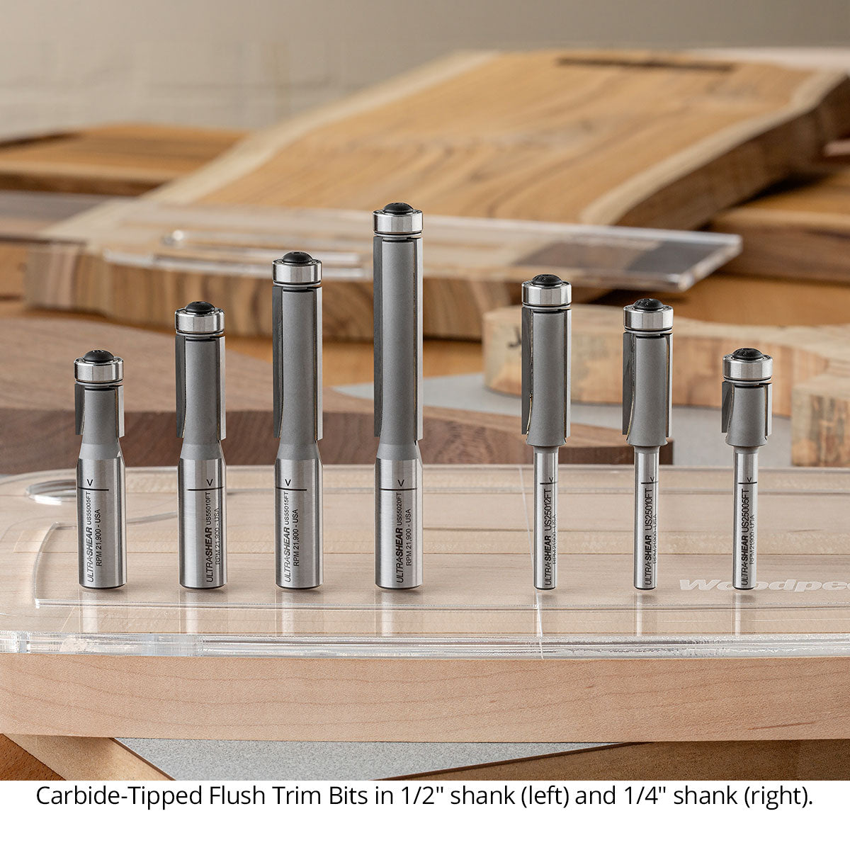 Flush Trim Router Bits - Carbide Tipped - 1/2 Diameter