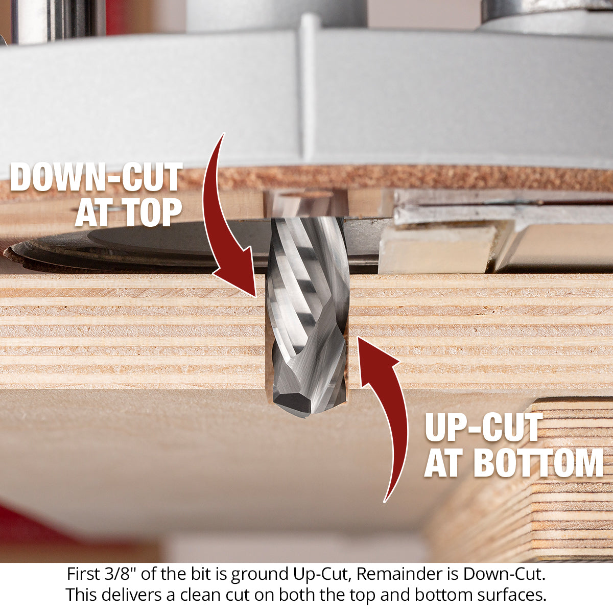 Compression CNC Router Bits - 1/2 Shank - Solid Carbide - 2 Flute