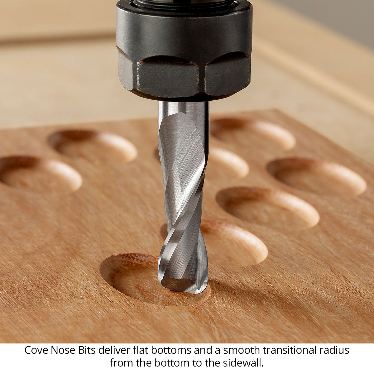 Cove Nose Spiral CNC Router Bits with Corner Radius