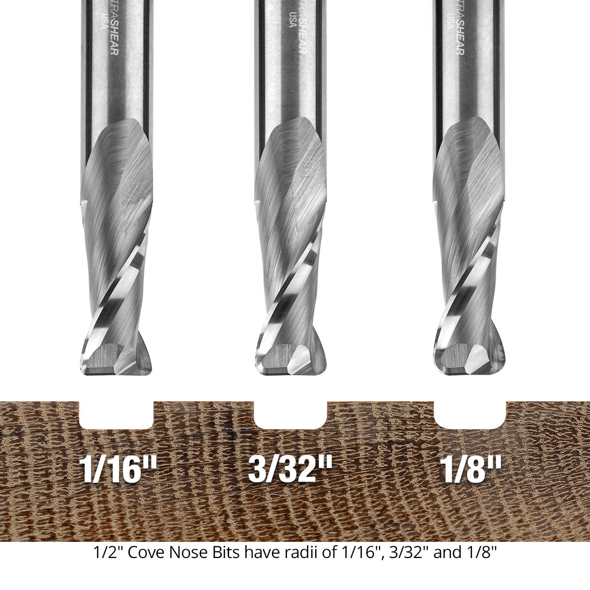 Cove Nose Spiral CNC Router Bits with Corner Radius