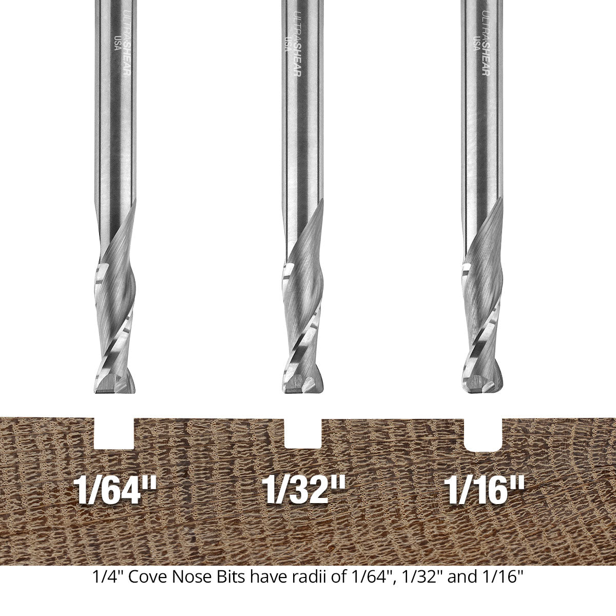 Cove Nose Spiral CNC Router Bits with Corner Radius
