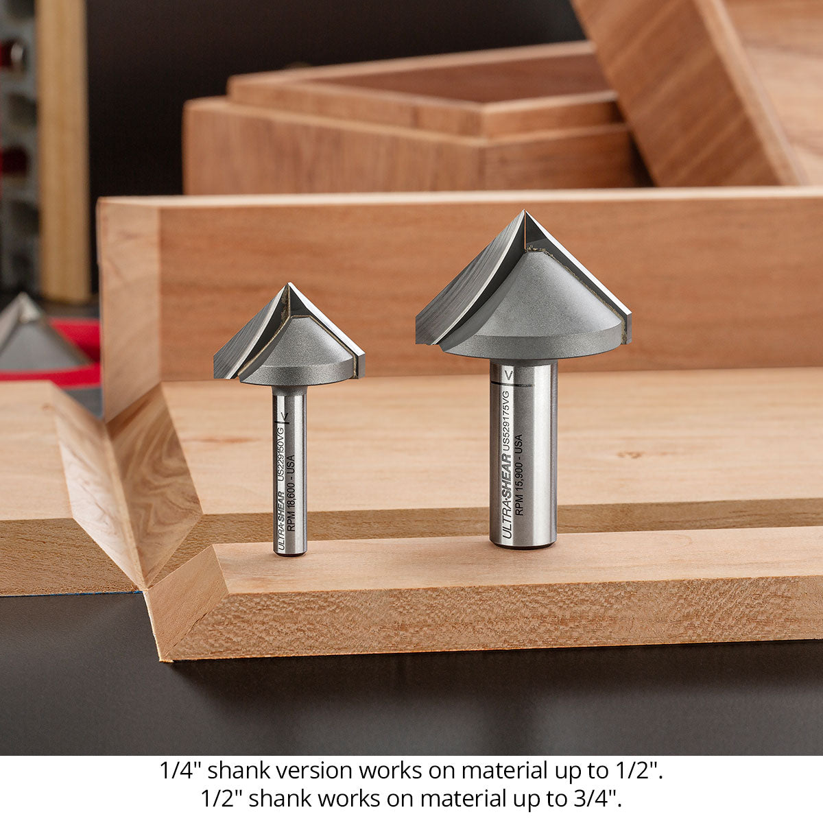 2-Flute, Carbide Tipped, V-Groove Bit Open Box