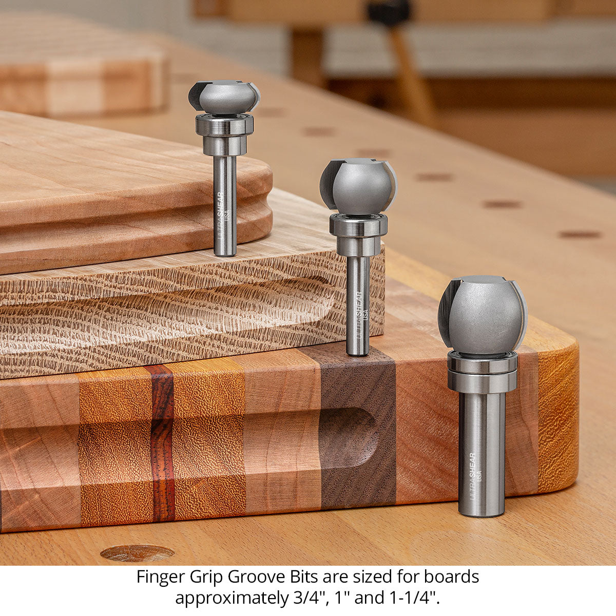 Finger Grip Groove Router Bits - Round Profile - Carbide Tipped - 2-Flute