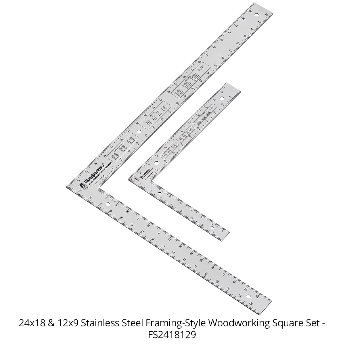 129 & 2418 Stainless Steel Framing Style Woodworking Squares Closeout