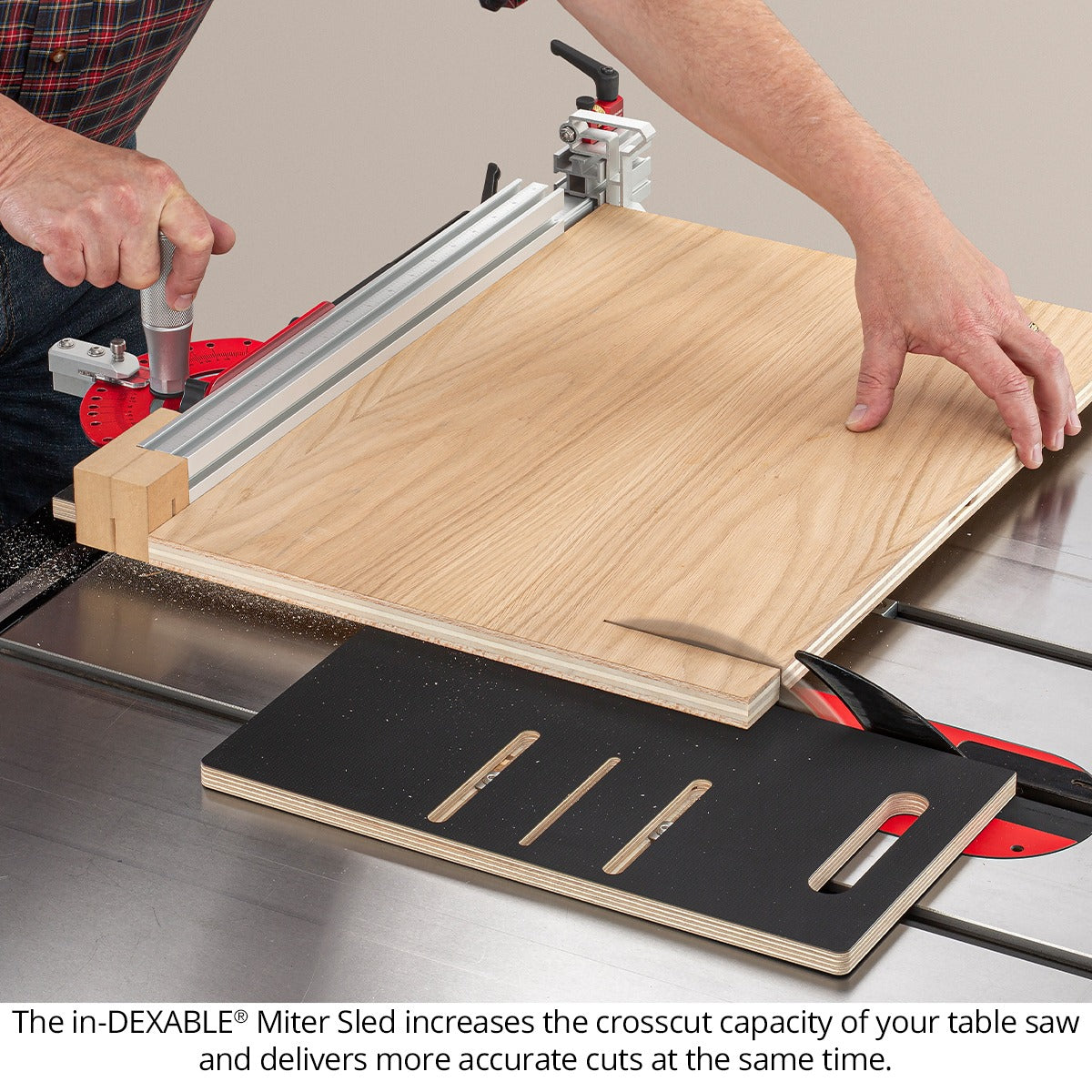 in-DEXABLE Miter Sled w/ Drop Zone