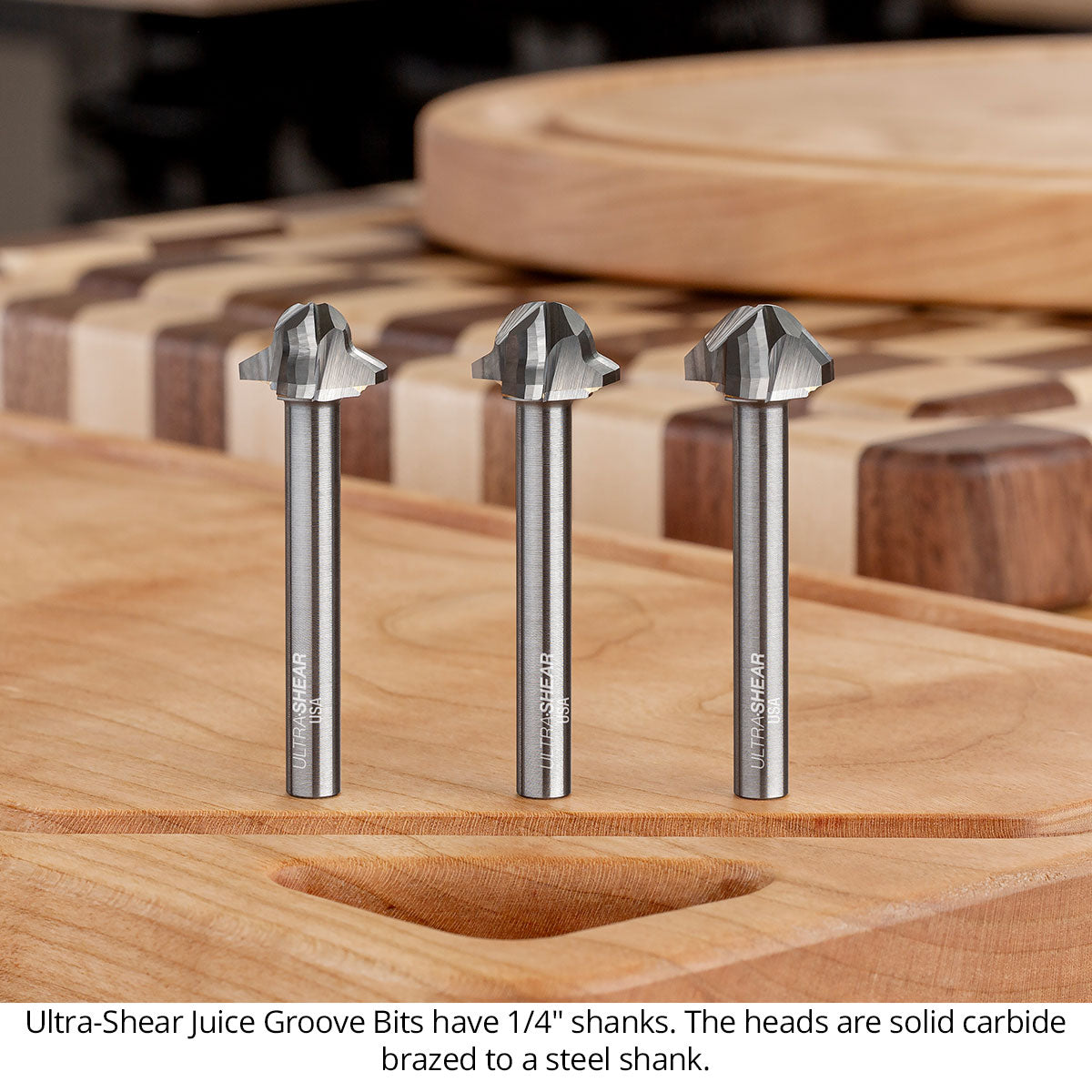 Juice Groove Router Bits - Round Nose - Carbide Head - 3-Flute