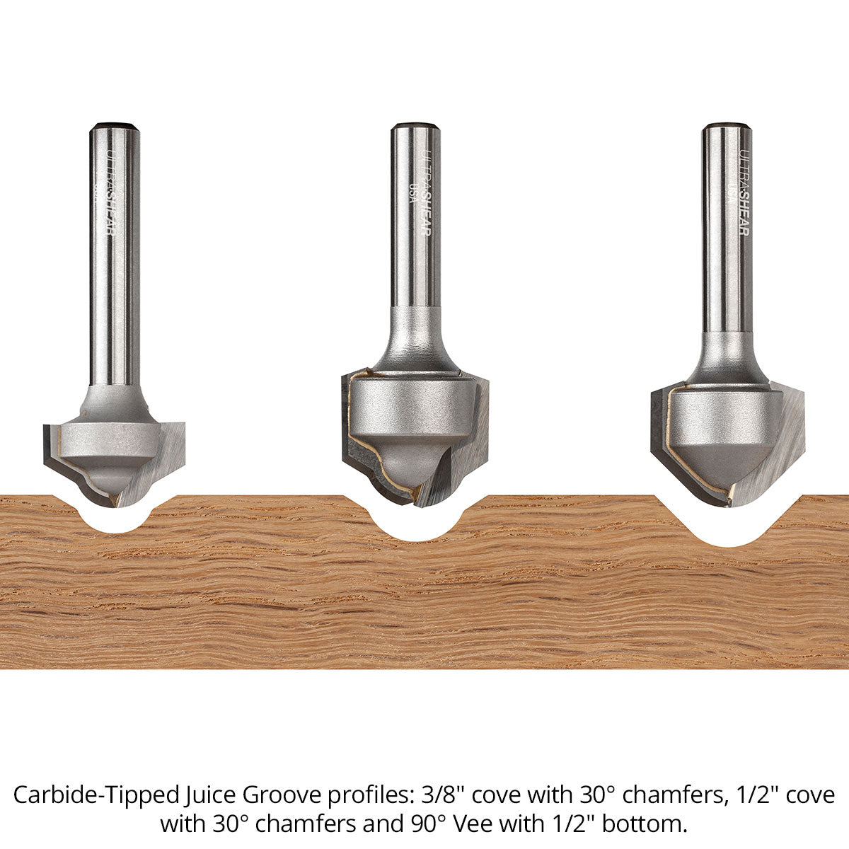 Juice Groove Router Bits - Round Nose - Carbide Tipped - 2-Flute