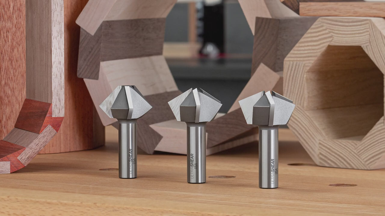 Load video: Birds Mouth Router Bits - Carbide Tipped - 3-Flute