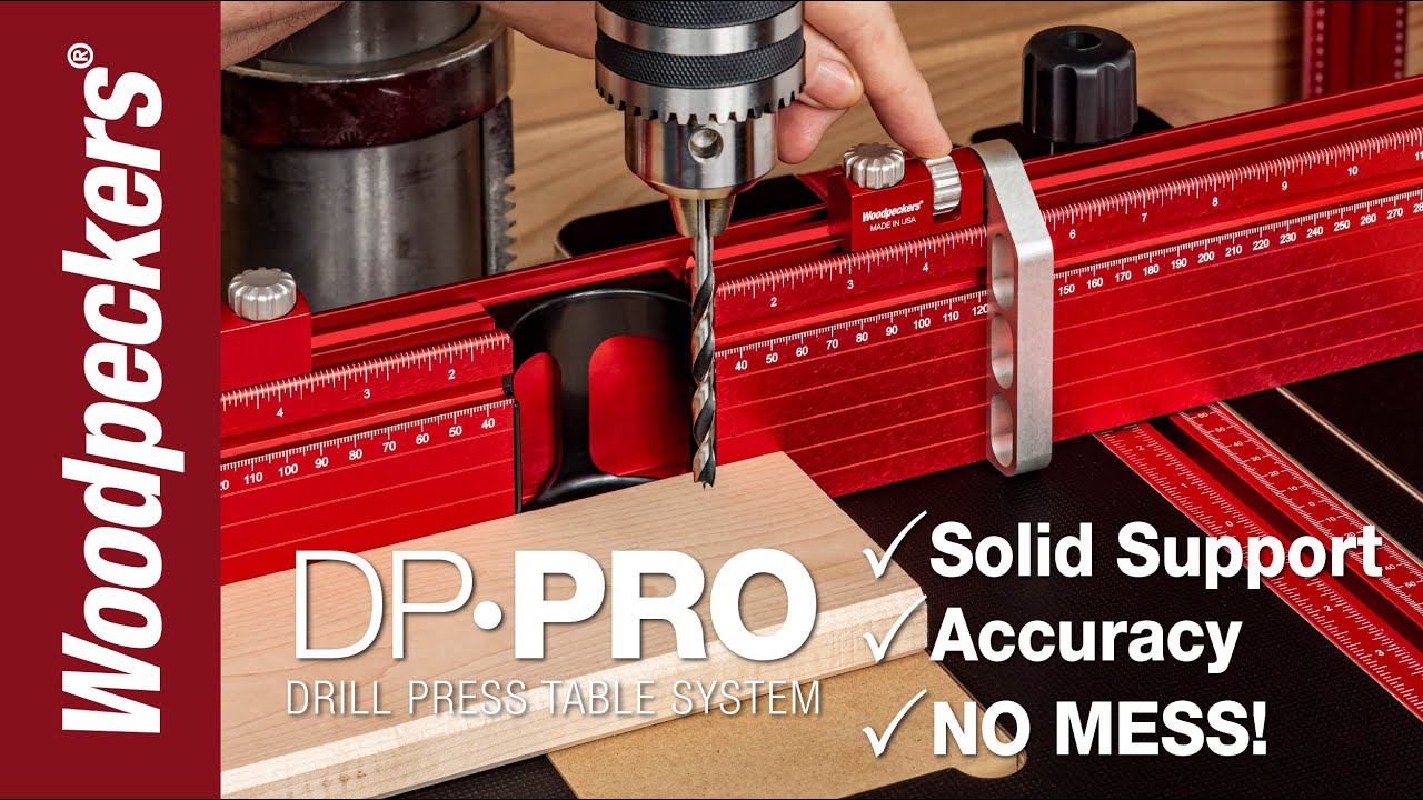 Load video: woodpeckers dp-pro drill press table system video