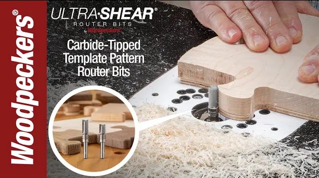 Load video: Ultra-Shear 1/4 Shank 3/8 Diameter Carbide Tipped Template Pattern Router Bits Video