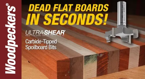 Load video: Ultra-Shear Carbide Tipped Spoilboard Slab Flattening Router Bit Video