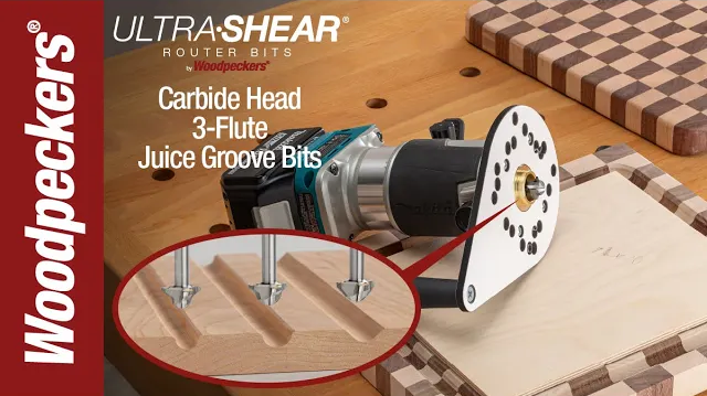 Load video: Ultra-Shear Juice Groove Router Bits - 3 Flute Carbide Head Video