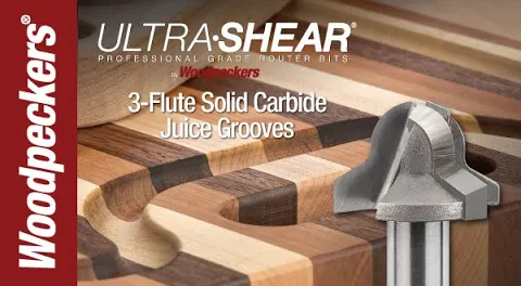 Ultra-Shear Juice Groove Router Bits - 3 Flute Carbide Tipped Video