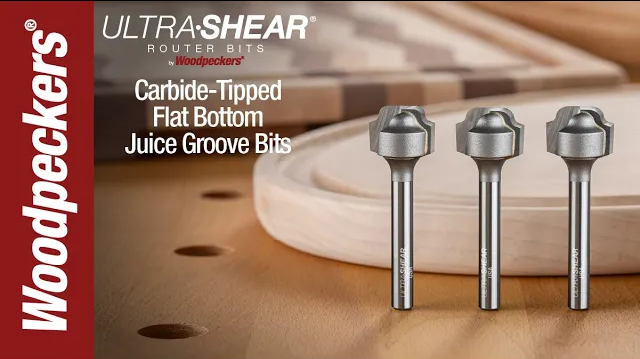 Load video: Ultra-Shear Juice Groove Router Bits Flat Bottom - 2 Flute Carbide Tipped Video