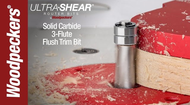 Load video: Ultra-Shear Solid Carbide 1/2 Diameter 3-Flute Spiral Flush Trim Router Bits Video