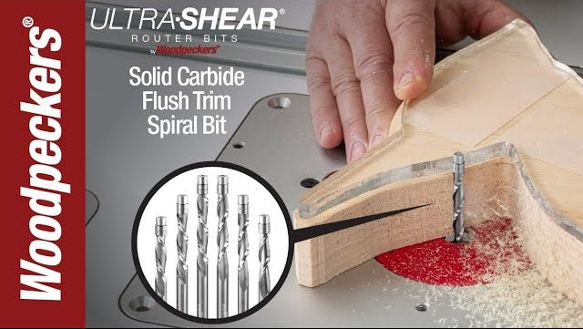 Load video: Ultra-Shear Solid Carbide 1/4 Diameter 2-Flute Spiral Flush Trim Router Bit Video