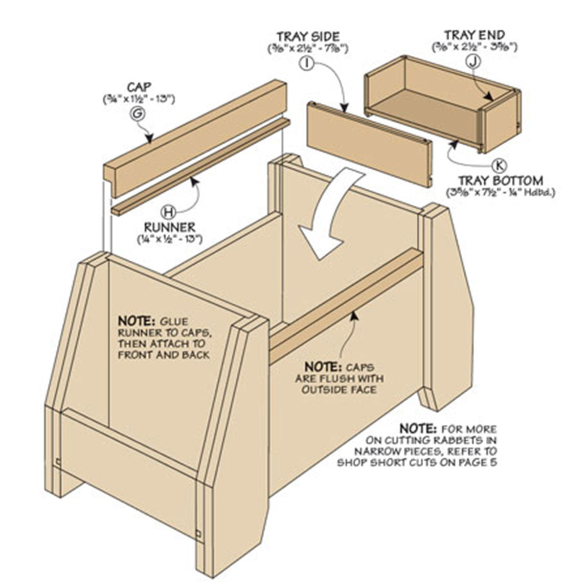 Woodsmith Utility Tool Tote Printed Standard Plan & Premium Shop Drawings