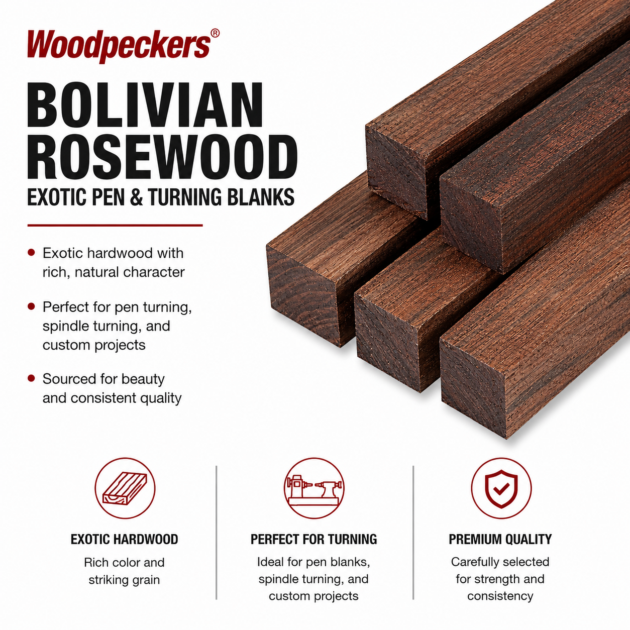 Bolivian Rosewood Exotic Pen & Turning Blanks