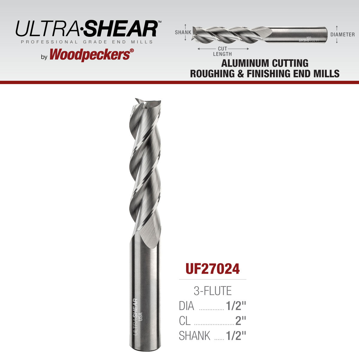 Aluminum Cutting Roughing and Finishing End Mills - Solid Carbide - 3 Flute